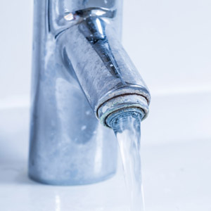 hard water on running faucet